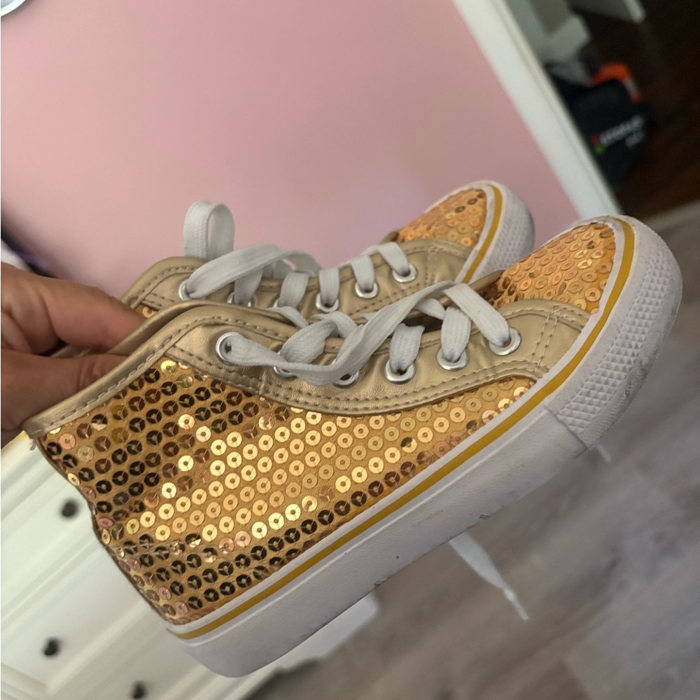 Balera Gold Sequin Kids Sneakers